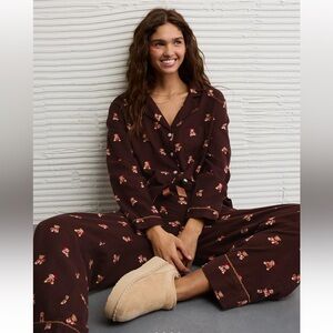 American Eagle Teddy Bear Flannel Pajama Set